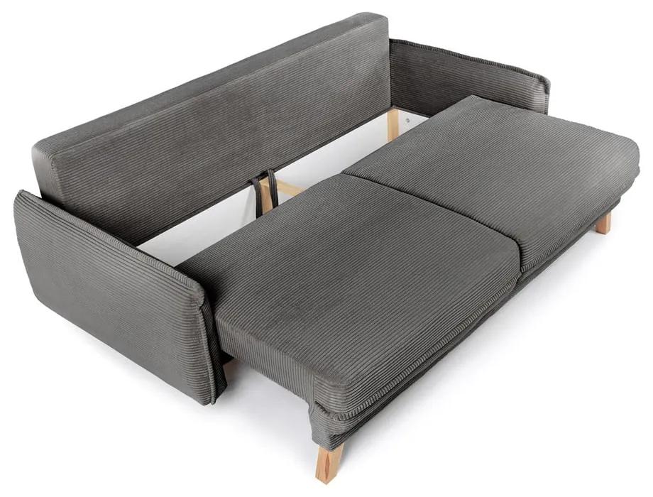 Divano letto in velluto a coste grigio 218 cm Tori - Bonami Selection