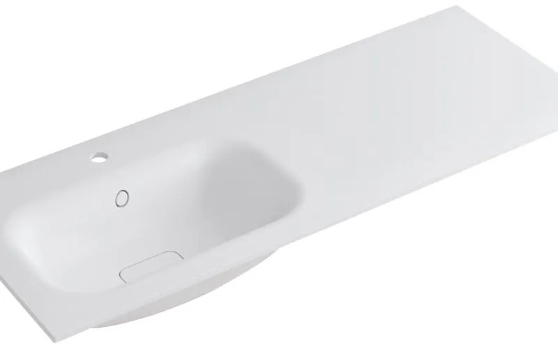 Lavabo a incasso rettangolare vasca a sinistra L 120.5 x H 15 x P 46 cm in resina bianco opaco