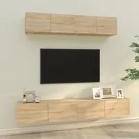 Set di Mobili Porta TV 4 pz Rovere Sonoma in Legno Multistrato 3114536