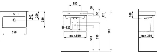 LAUFEN H8189580001041 - Lavabo da appoggio/sospeso PRO 55x38 cm ceramica/bianco