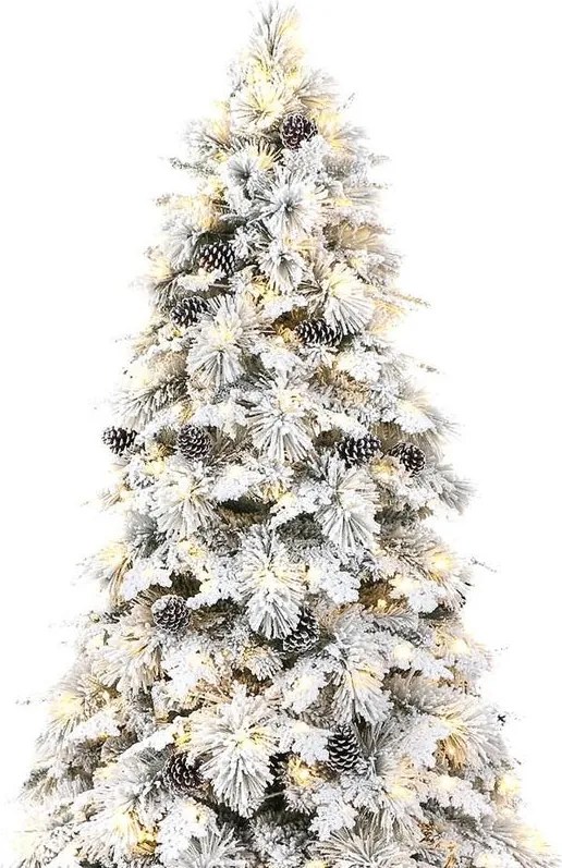 Albero di Natale artificiale innevato Montebianco illuminato H 180 cm x ø 112 cm