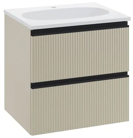 Mobile da bagno sotto lavabo SENSEA Studio beige laccato opaco L 60 x H 58 x P 48.1 cm 2 cassetti, lavabo non incluso