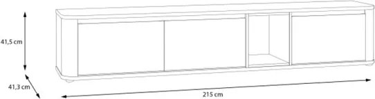 Mobile TV Sospeso 3 Ante 215x40x40 Con Vano A Giorno Lehman Terracotta