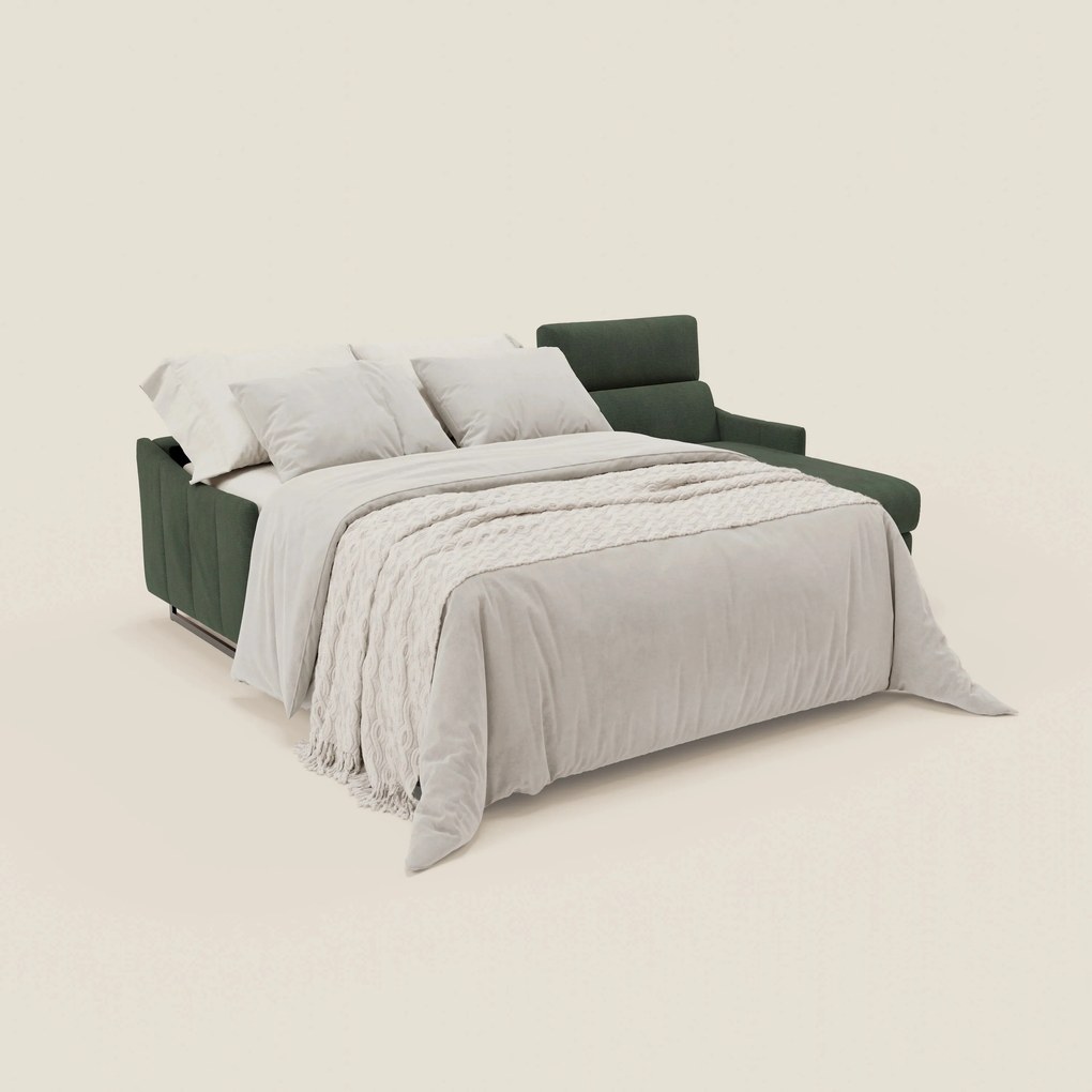 Loto Divano Letto Angolare con Penisola contenitore, Poggiatesta, Materasso Alto H18 in morbido tessuto impermeabile T14