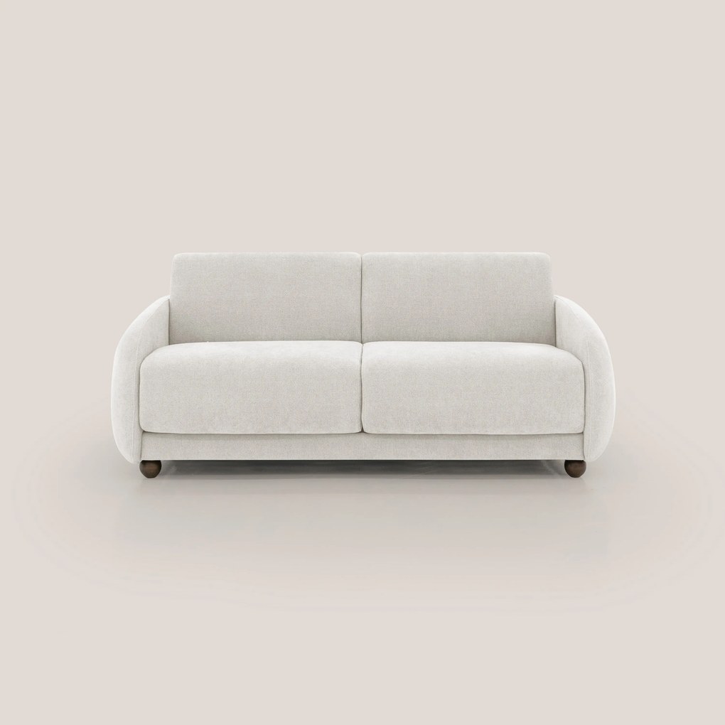 Giglio divano letto scandinavo japandi con materasso H18 cm in tessuto Bouclé impermeabile T07