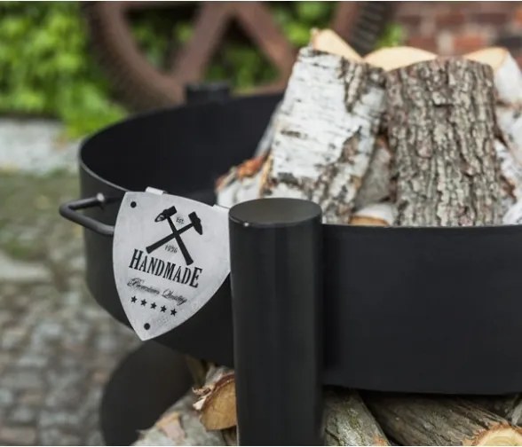 Braciere Da Giardino Artigianale In Ferro Con Porta Legna Montana 80 cm Cook King