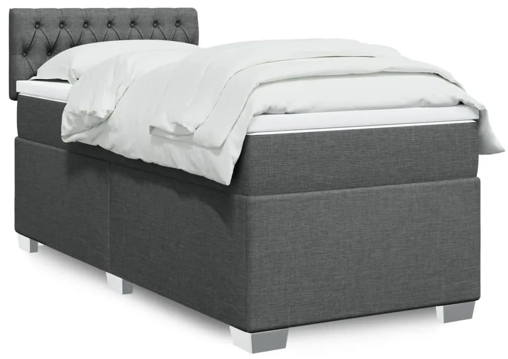 Giroletto A Molle Con Materasso Grigio Scuro 100x200 Cm Tessuto /