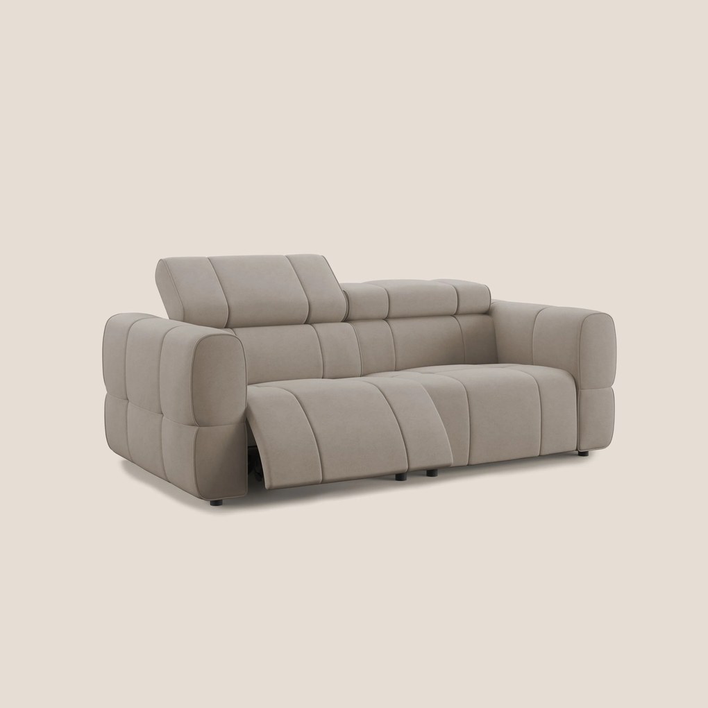 Giotto Divano modulare con opzione relax elettrico in microfibra effetto velluto impermeabile T09
