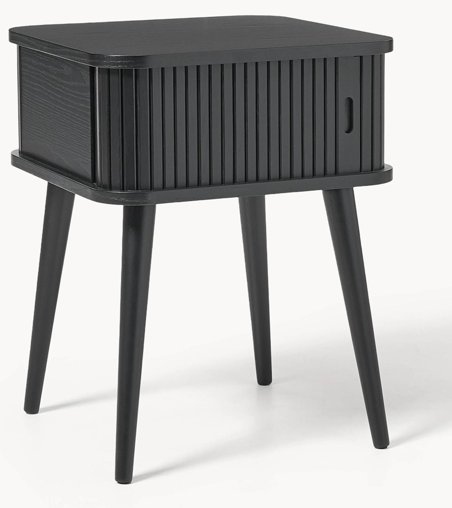 Comodino in legno con anta scorrevole e frontale scanalato Barbier