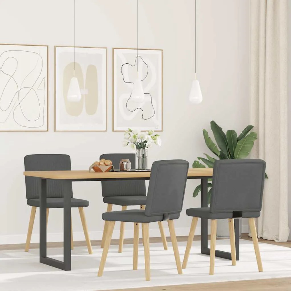 Sedie Da Pranzo 4 Pz Grigio Scuro İn Tessuto /