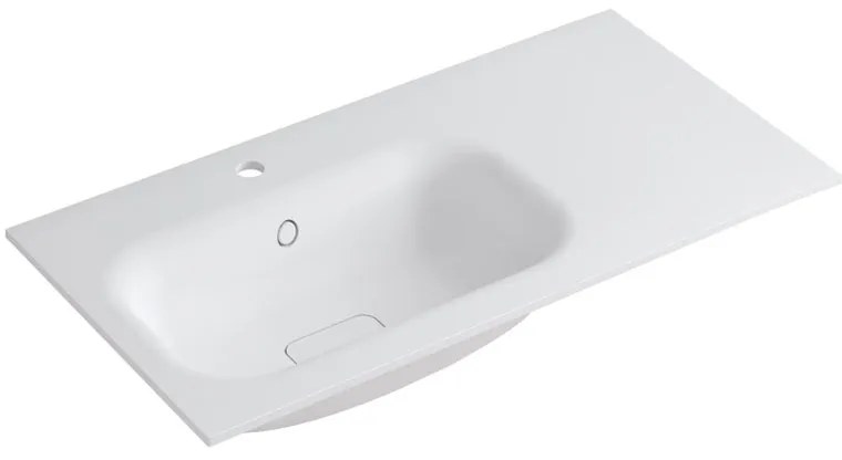 Lavabo a incasso rettangolare vasca a sinistra L 90.5 x H 15 x P 46 cm in resina bianco lucido