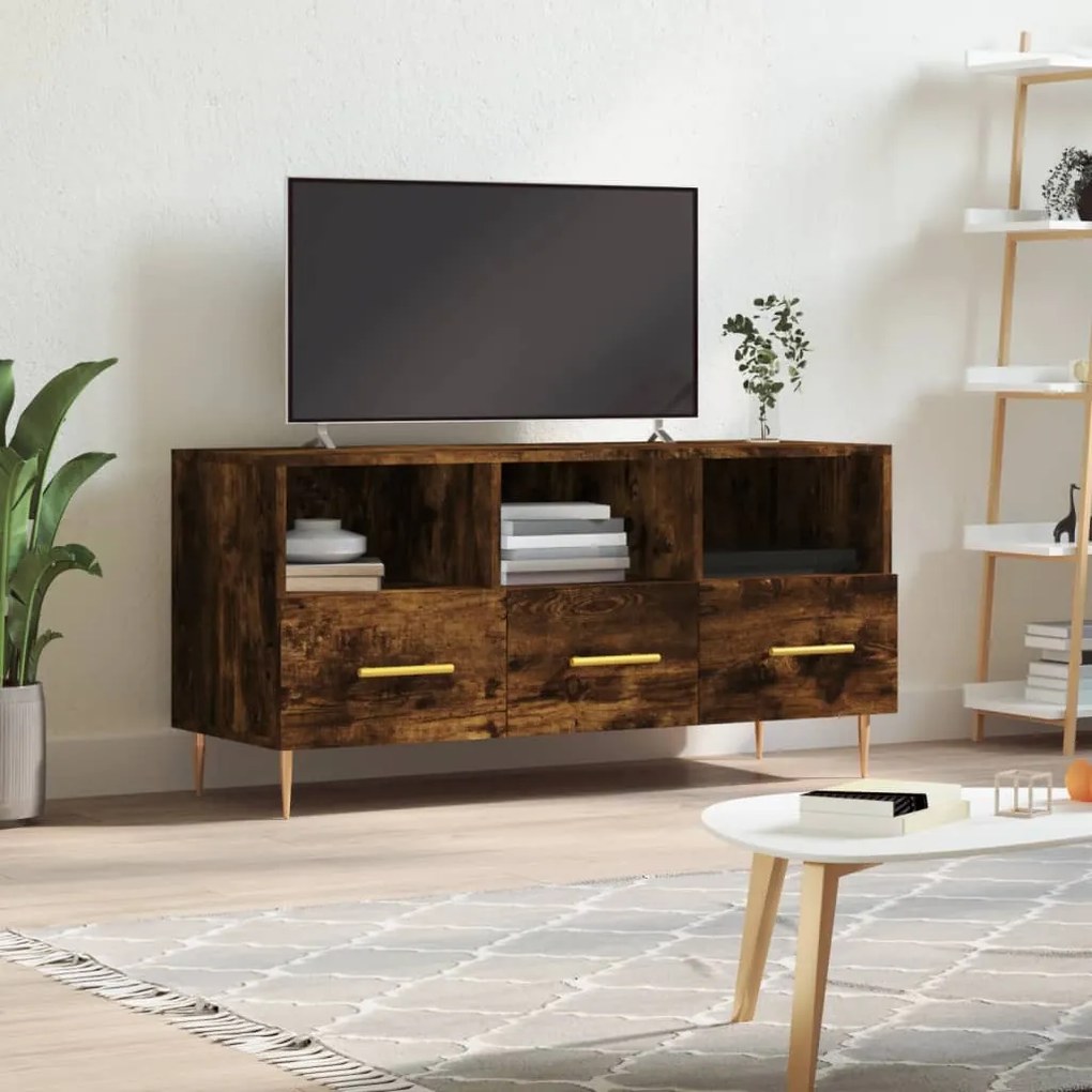 Mobile Porta Tv Rovere Fumo 102x36x50 Cm İn Legno Multistrato /