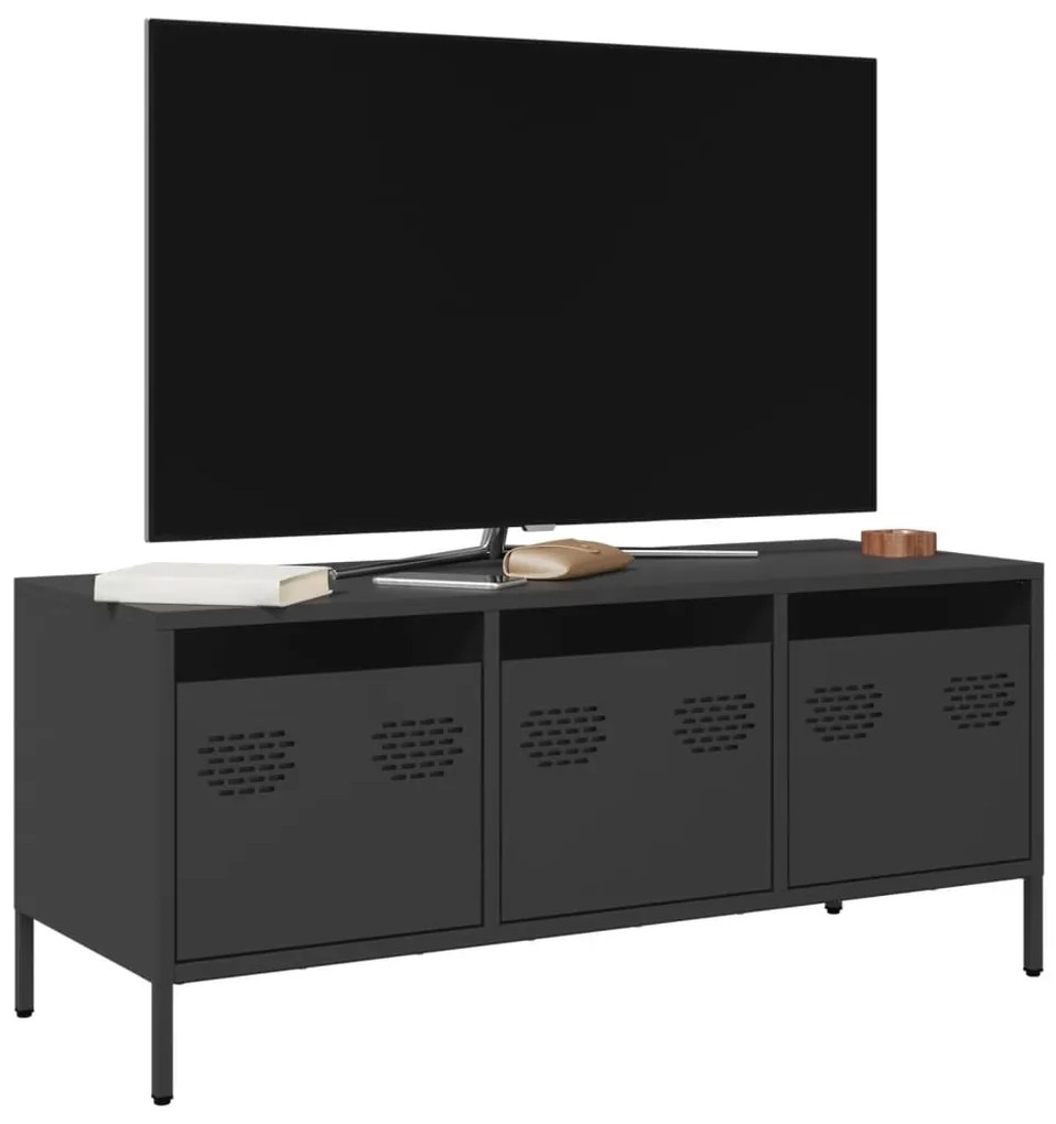 Mobile Tv Nero 101,5x39x43,5 Cm İn Acciaio Laminato A Freddo /
