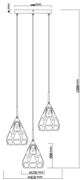 Globo 15889-3H - Lampadario a sospensione con filo HASSAN 3xE27/40W/230V