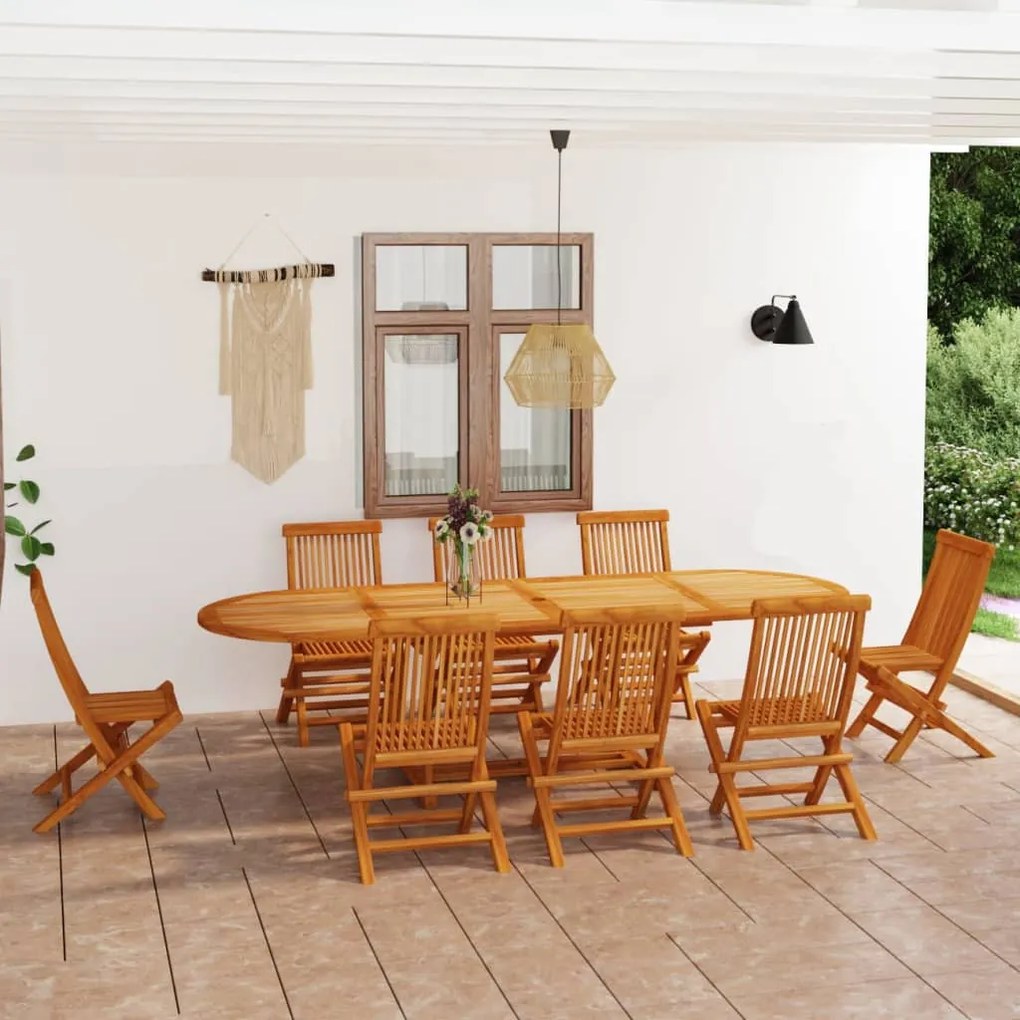 Set da pranzo 9 pz in legno massello di teak