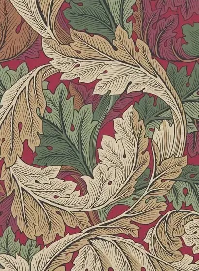 Morris & Co Carta da parati Acanthus - Madder/ Thyme