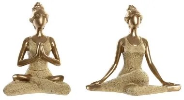 Statua Decorativa DKD Home Decor Dorato Yoga 19,5 x 11,5 x 18 cm (2 Unità)