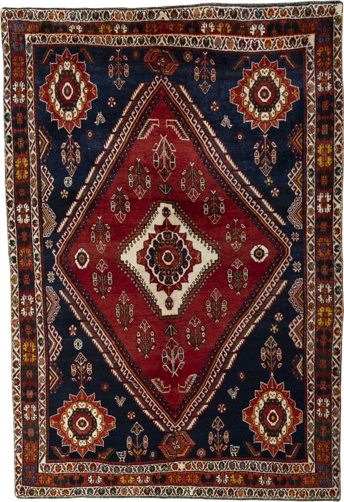 Shiraz Tappeto 180 x 260 Rosso (Iran) Annodato A Mano