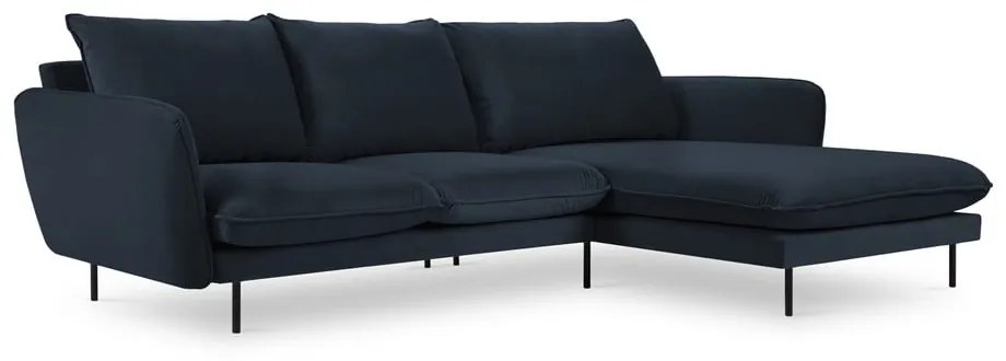 Divano angolare in velluto blu scuro (angolo destro) Vienna - Cosmopolitan Design