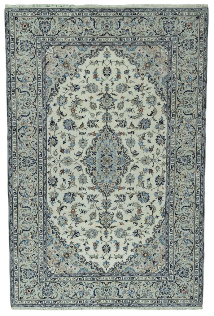 Kashan Tappeto 200x300 Beige (Iran) Annodato A Mano