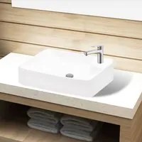 Lavandino Bagno in Ceramica Bianca con Foro per Rubinetto 141934