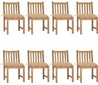 Sedie da Giardino con Cuscini 8 pz in Legno Massello di Teak 3073160