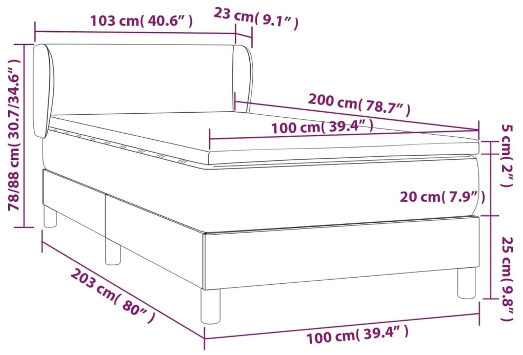 Giroletto a Molle con Materasso Crema 100x200 cm in Tessuto