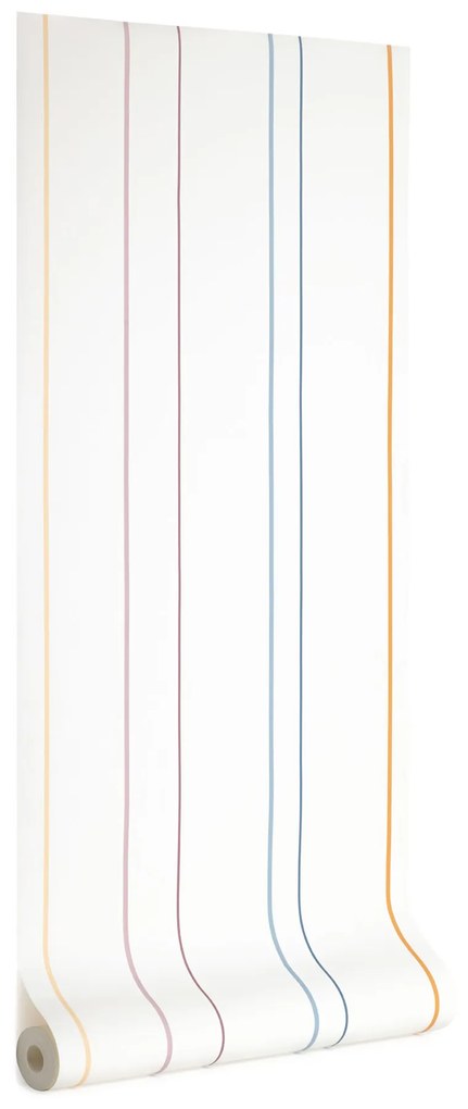 Kave Home - Carta da parati Nahilin bianca con motivo a righe multicolore 10 x 0,53 m FSC MIX Credit