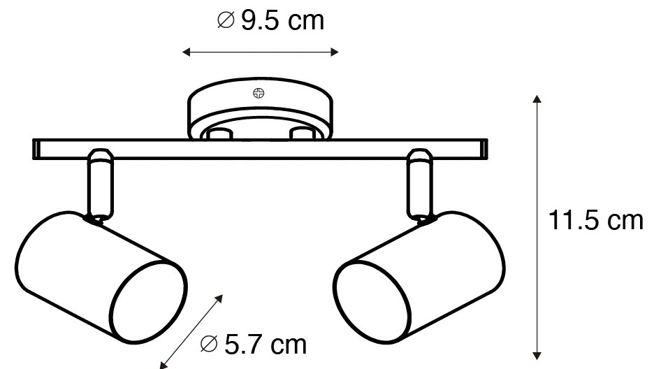 Faretto moderno nero con legno inclinabile 2 luci - Jeana