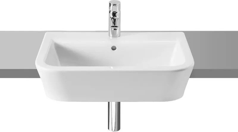 Lavabo da appoggio Domus ROCA rettangolare in ceramica L 56 x H 17 x P 40 cm bianco lucido piletta non inclusa