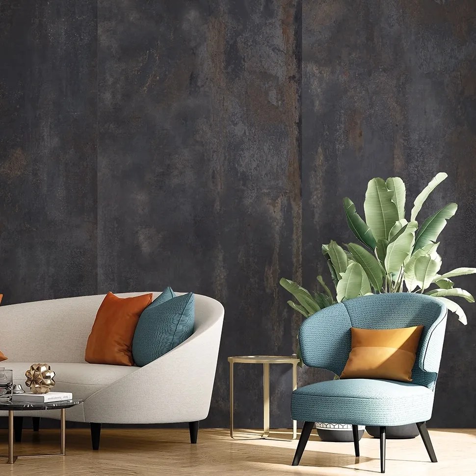 Gres Porcellanato Effetto Metallo Ossidato Nero 60X120 - Efbk045