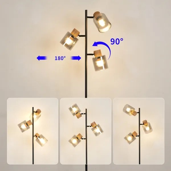 Brilagi - Lampada da terra HYGGE 3xE14/15W/230V legno di hevea/fumé
