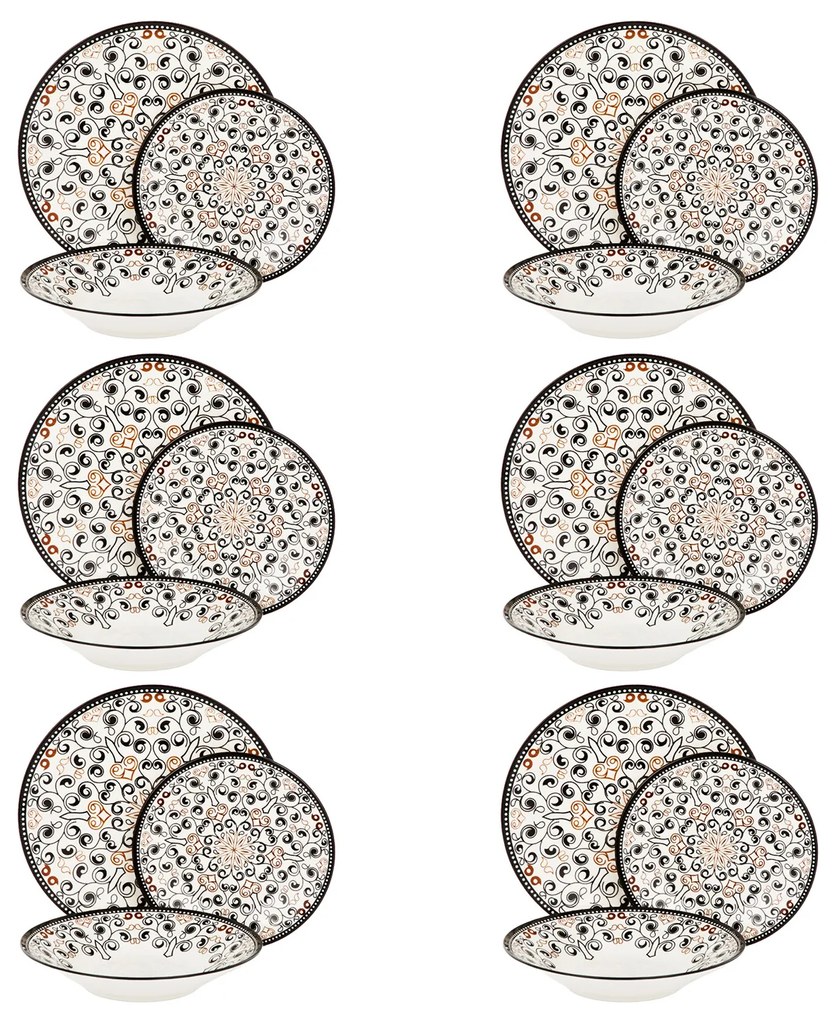 Servizio 18 piatti porcellana decoro mandala Agadir