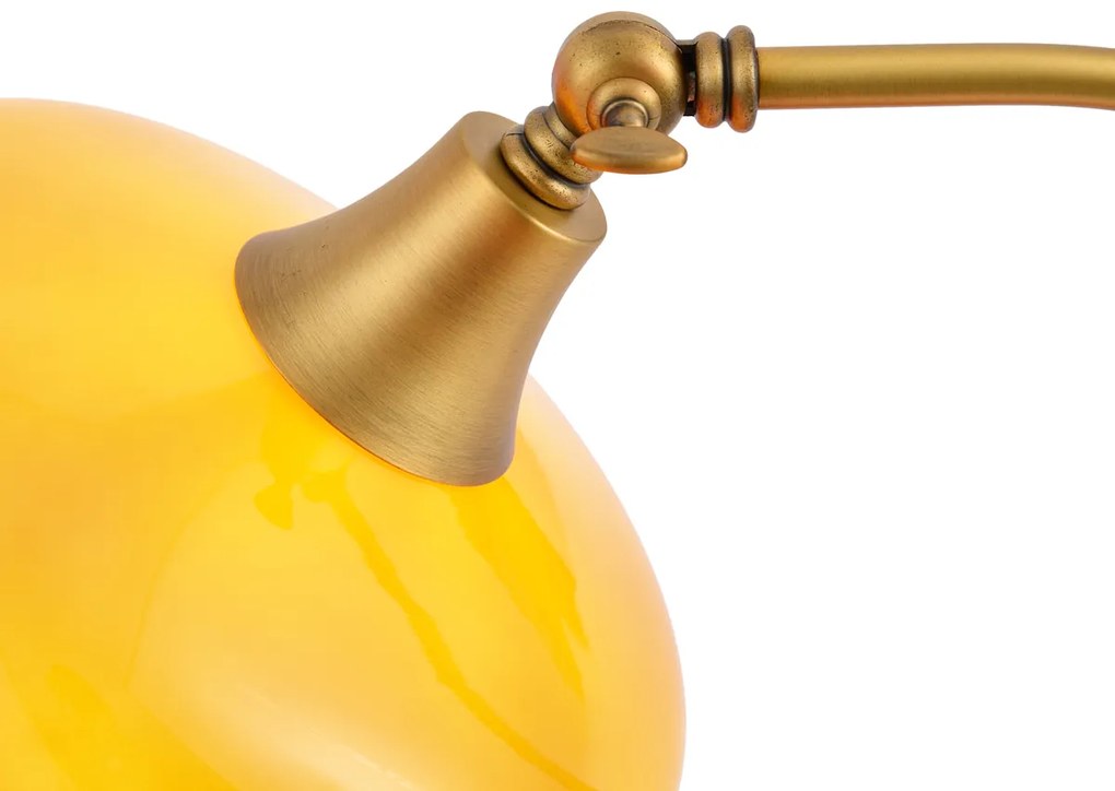 Lampada da tavolo classica bronzo con vetro opale arancione - Clerk