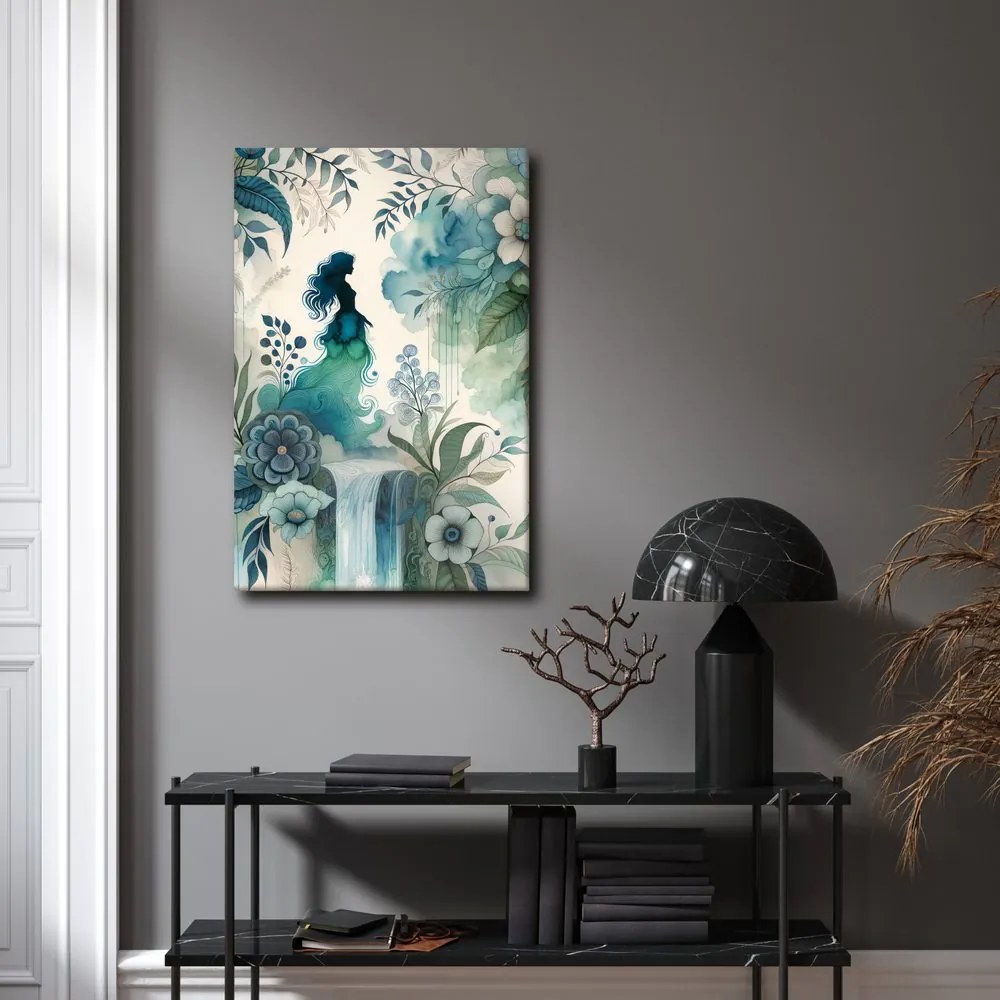 Quadro su tela – Fata vicino alla cascata