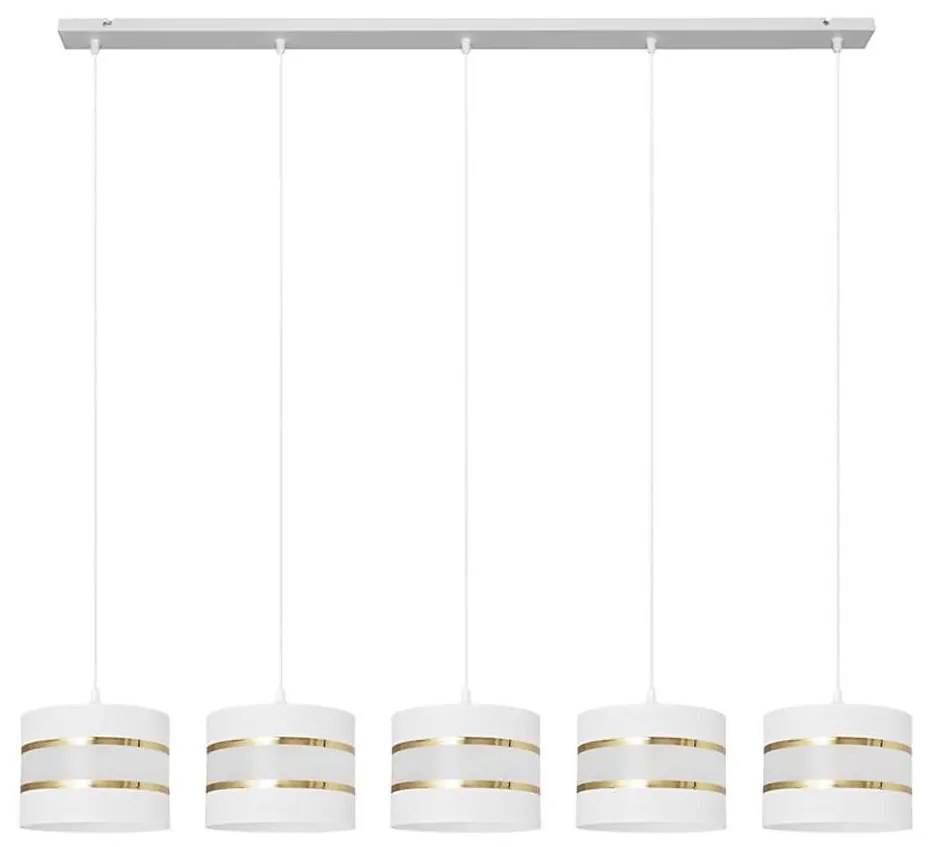 Lampadario a sospensione con filo HELEN 5xE27/15W/230V bianco/oro