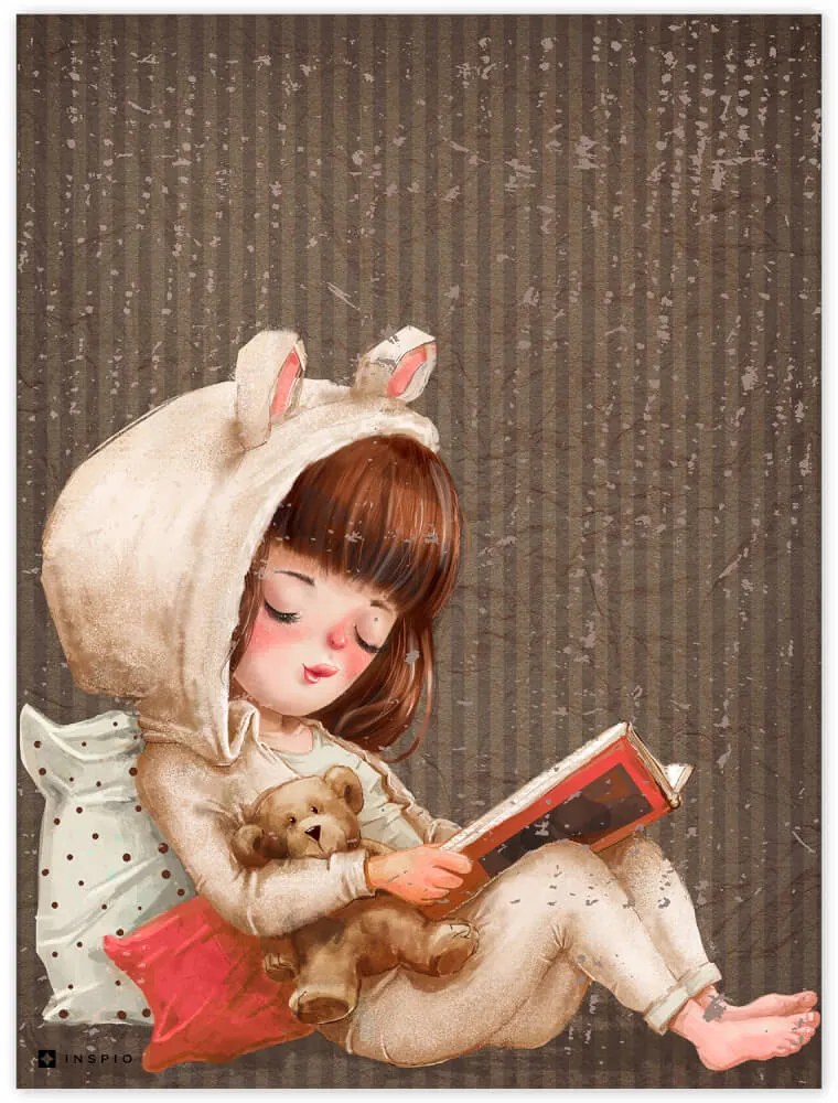 Quadro per la camera dei bambini - Bambina con il libro | Inspio