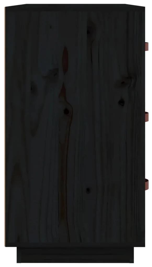 Credenza nera 80x40x75 cm in legno massello di pino