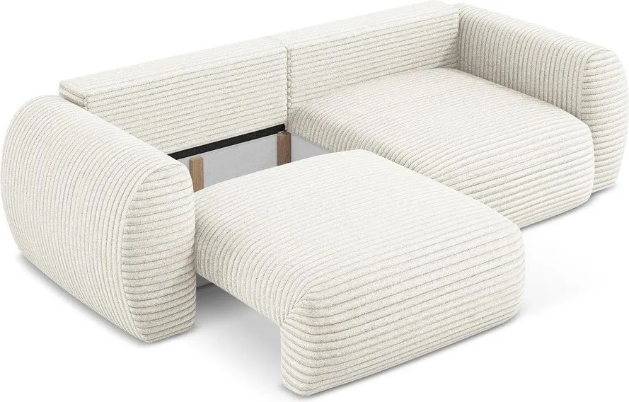 Divano beige allungabile/con contenitore con rivestimento in velluto a coste 266 cm Kini – Makamii