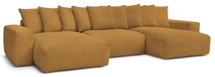 Divano angolare color senape con rivestimento in velluto a coste Voltaire – Bobochic Paris