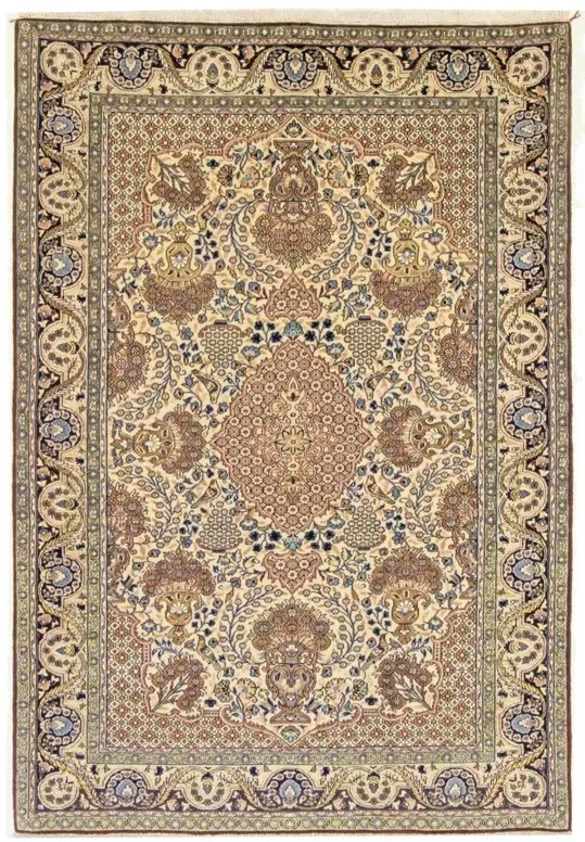 Ghom Tappeto persiano 140x210 Beige (Iran) Annodato A Mano