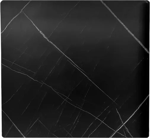 Tavolo pub ristorante bar 70x70 cm Top esterno HPL effetto Marmo NERO gamba argento H 74