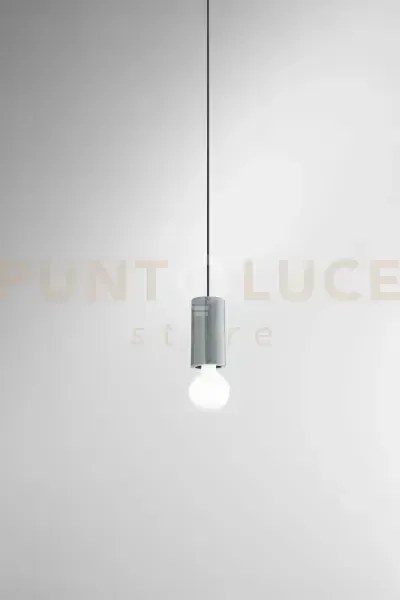 Sospensione ceramica e metallo grigio lucido idea 1 luce attacco e2...