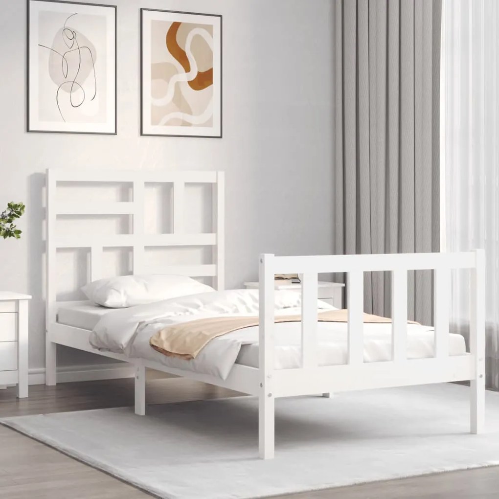 Giroletto con testiera bianco small single legno massello