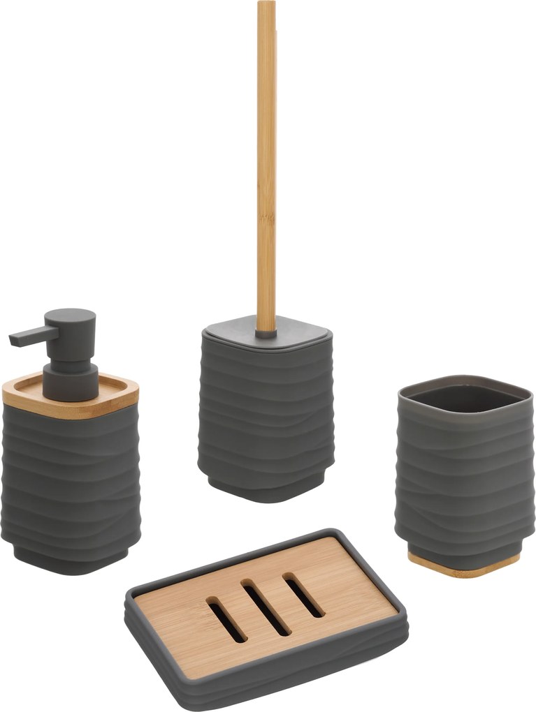 Set 4 Accessori D'Appoggio Feridras "Alabama" Grigio/Bambù