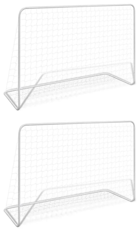 Porte Da Calcio 2 Pz Con Reti 182x61x122 Cm İn Acciaio Bianche /