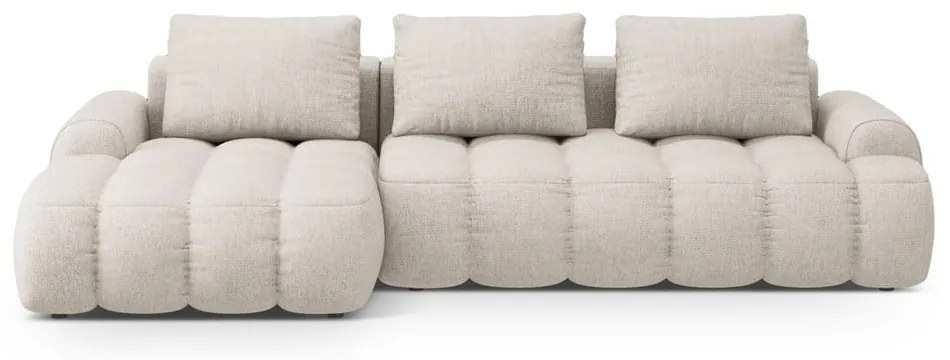 Divano angolare beige allungabile/con contenitore (con penisola a sinistra/con chaise lounge) Linz – Cosmopolitan Design