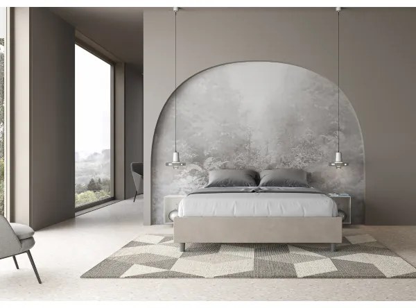 Letto contenitore da 160x190 in microfibra sabbia Azelia