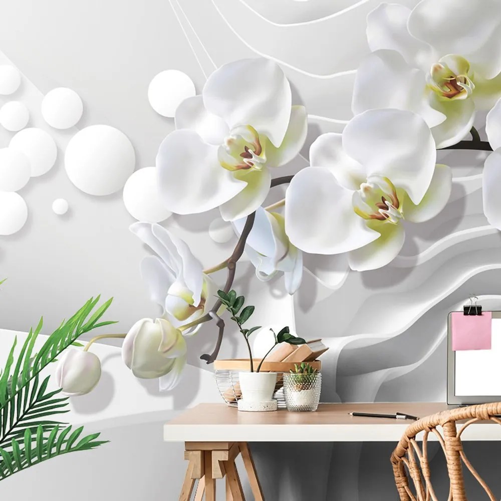 Carta da parati – Orchidea su sfondo astratto