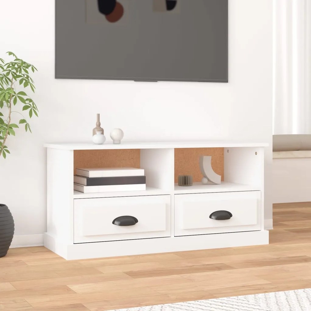 Mobile Porta Tv Bianco 93x35,5x45 Cm İn Legno Multistrato /